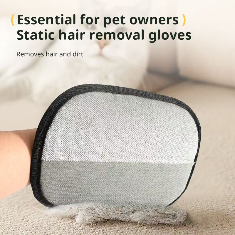 Static Pet Hair Removal Gloves - 3-in-1 Grooming & Cleaning