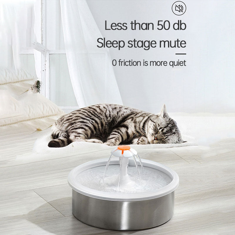 Stainless Steel Pet Water Fountain - Silent & Filtered