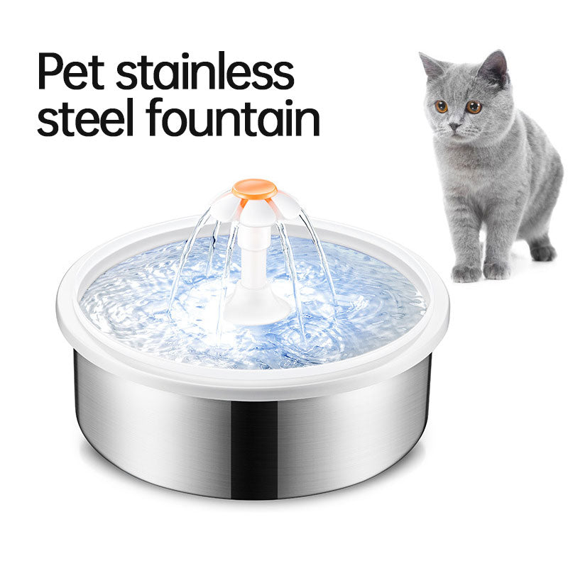 Stainless Steel Pet Water Fountain - Silent & Filtered