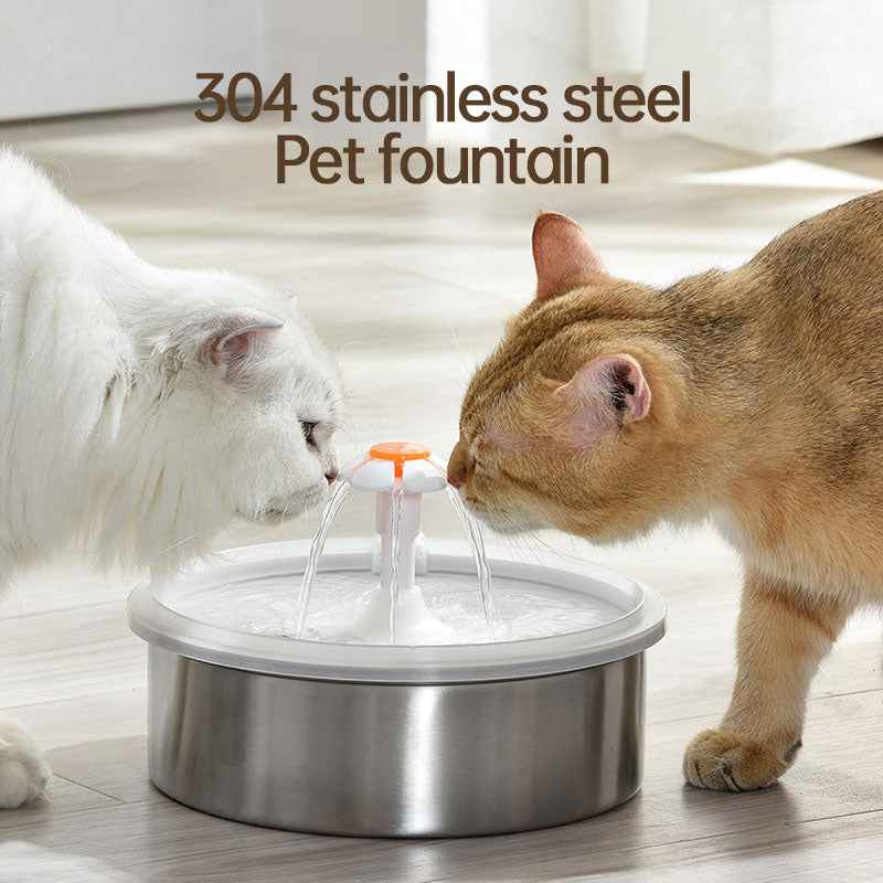 Stainless Steel Pet Water Fountain - Silent & Filtered