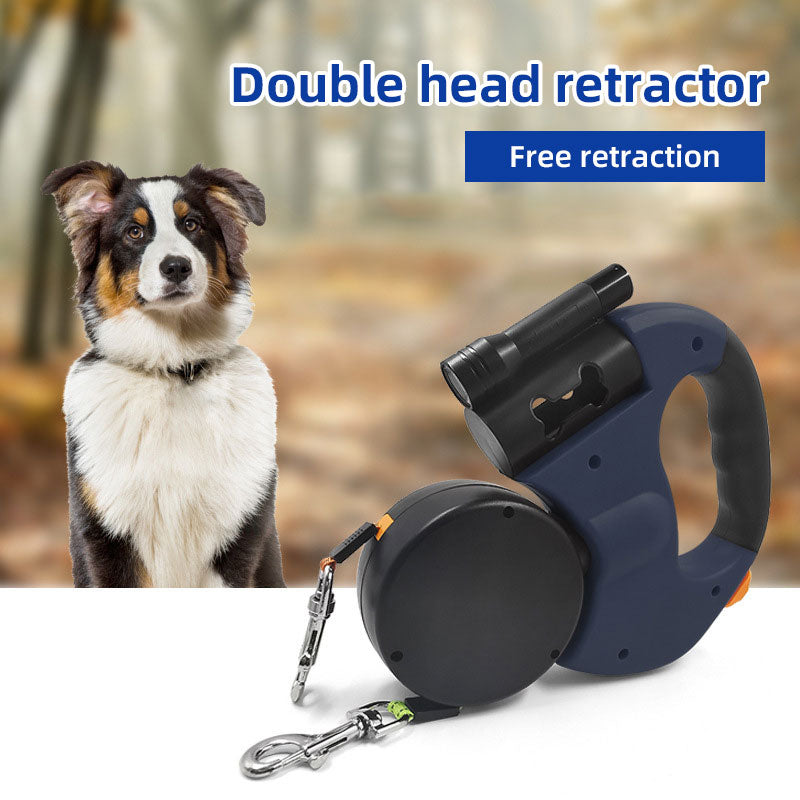 Retractable Double-Head Dog Leash with LED Light