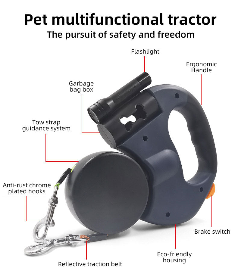 Retractable Double-Head Dog Leash with LED Light