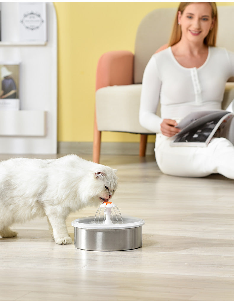 Stainless Steel Pet Water Fountain - Silent & Filtered